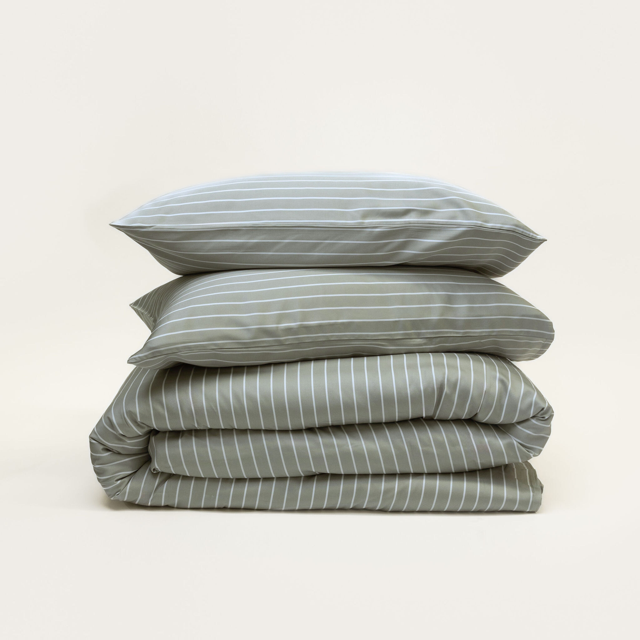 Bamboo Quilt Cover – Olive Stripe