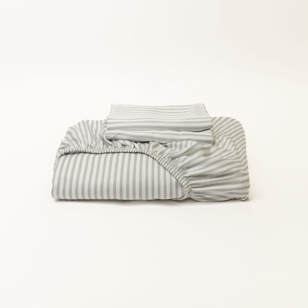 Bamboo Fitted Sheet & Pillowslips – Fog Stripe