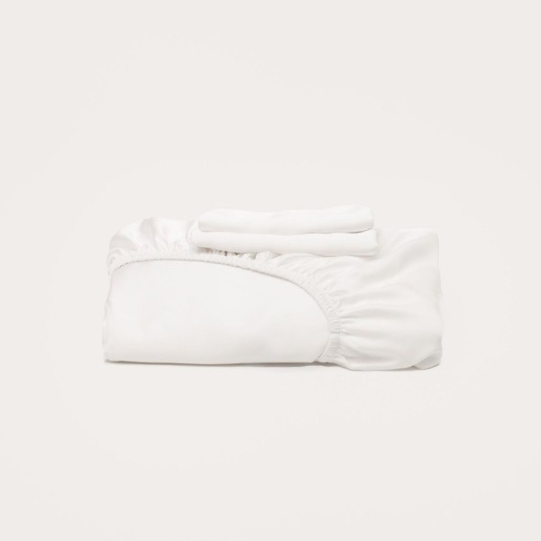 Bamboo Fitted Sheet & Pillowslips – White